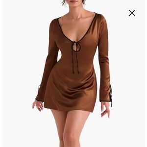 House of CB Sakina Long Sleeve Satin Minidress